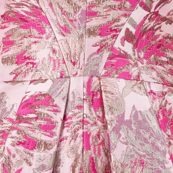 Kay Unger Rochelle Metallic Floral-Jacquard Gown Size 4 Azalea - Picture 5 of 5